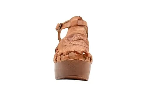 VOLATILE Women's Rosarito Sandal, Cognac Multi - 8 | Woven Leather, 4" Heel, Casual Style thumbnail 8