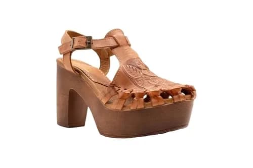 VOLATILE Women's Rosarito Sandal, Cognac Multi - 8 | Woven Leather, 4" Heel, Casual Style thumbnail 2