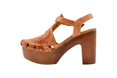 VOLATILE Women's Rosarito Sandal, Cognac Multi - 8 | Woven Leather, 4" Heel, Casual Style thumbnail 5
