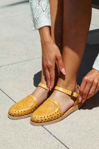 Sbicca Women's Acapulco Sandal, Mustard - 11 | Handwoven Leather Wedge with EVA thumbnail 2