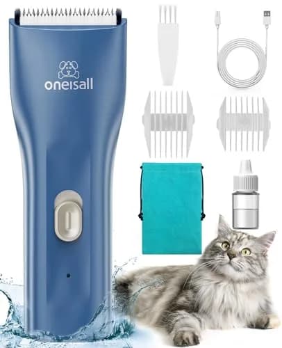 oneisall Pet Clippers for Matted Cat Hair, Quiet Pet Shaver with Storage Bag | 50dB Low Noise, IPX7 Waterproof, USB Rechargeable thumbnail 1