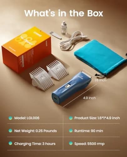 oneisall Pet Clippers for Matted Cat Hair, Quiet Pet Shaver with Storage Bag | 50dB Low Noise, IPX7 Waterproof, USB Rechargeable thumbnail 8