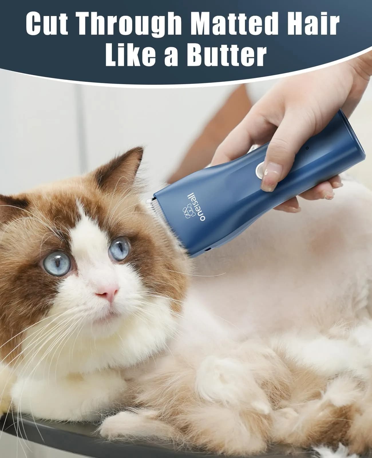 oneisall Pet Clippers for Matted Cat Hair, Quiet Pet Shaver with Storage Bag | 50dB Low Noise, IPX7 Waterproof, USB Rechargeable - view 3