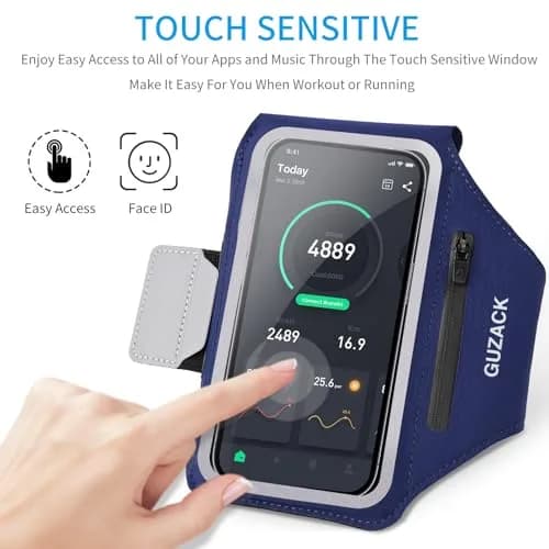 Guzack Running Armband with Key Pockets & Card Slot | Fits Phones Up to 6.9" thumbnail 4