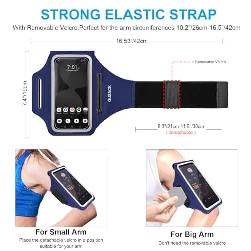 Guzack Running Armband with Key Pockets & Card Slot | Fits Phones Up to 6.9" thumbnail 5