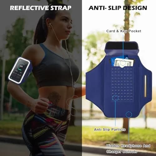 Guzack Running Armband with Key Pockets & Card Slot | Fits Phones Up to 6.9" thumbnail 6