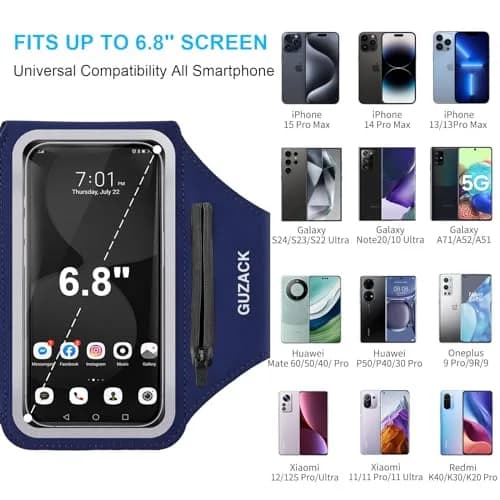 Guzack Running Armband with Key Pockets & Card Slot | Fits Phones Up to 6.9" thumbnail 2