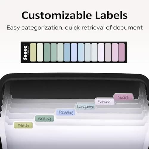 Sooez 7 Pockets Accordion File Organizer, Zipper Expanding Folder A4 | Secure, Durable & Portable Office & School Storage thumbnail 5
