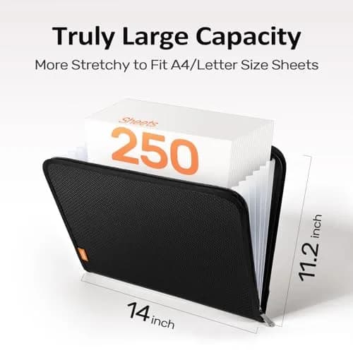 Sooez 7 Pockets Accordion File Organizer, Zipper Expanding Folder A4 | Secure, Durable & Portable Office & School Storage thumbnail 6