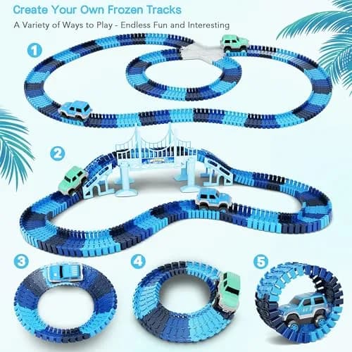 Toyk Track Car Toys, 269 PCS Frozen World Race Road Playset | Flexible Tracks & 2 Race Cars for Kids thumbnail 3