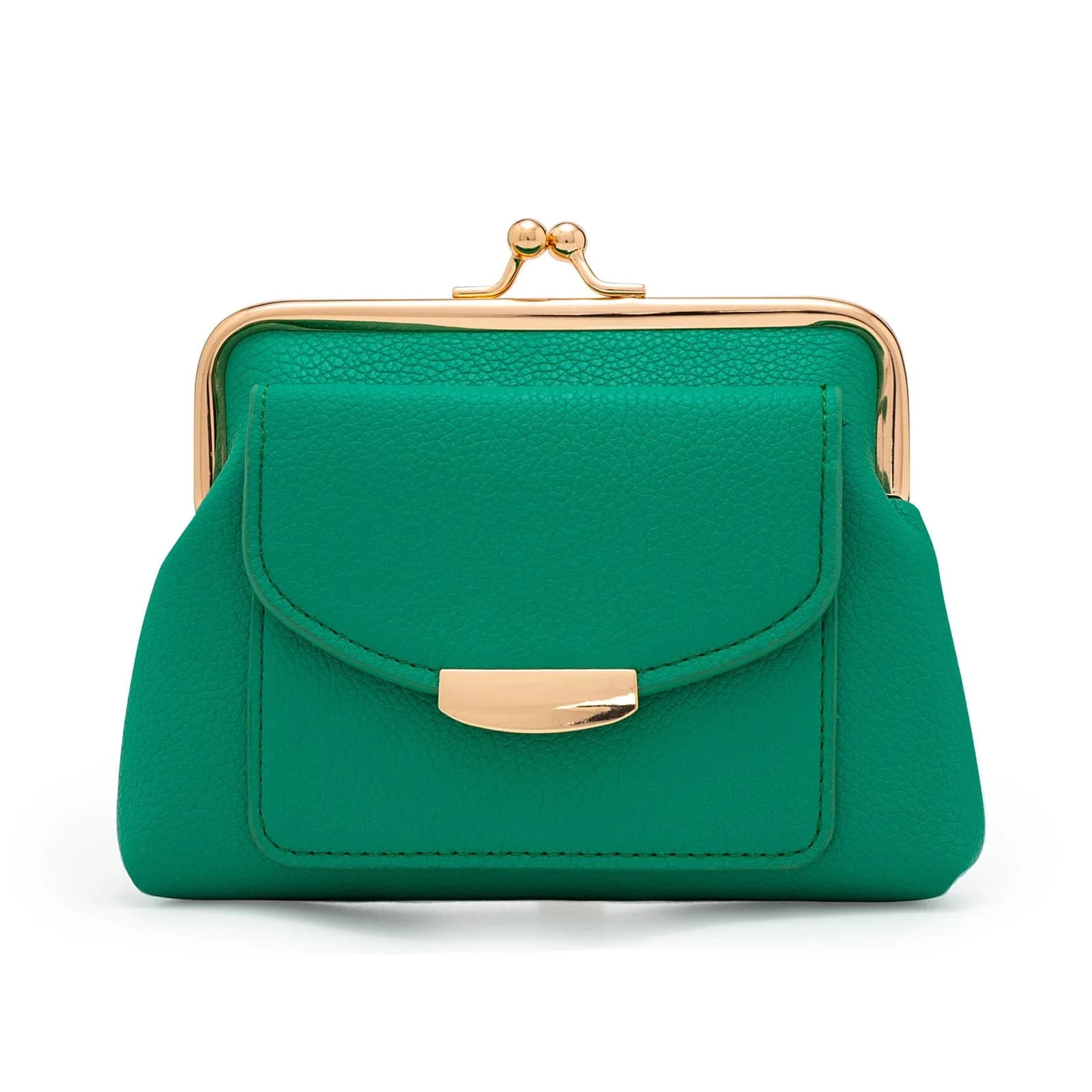 Lavogel Coin Purse with Credit Card Slot Kiss Lock Change Pouch for Women, 15.9cm (6.3") x 13.2cm (5.2") x 3cm (1.2") | Vintage Style for Coins & Cards — 2-Green