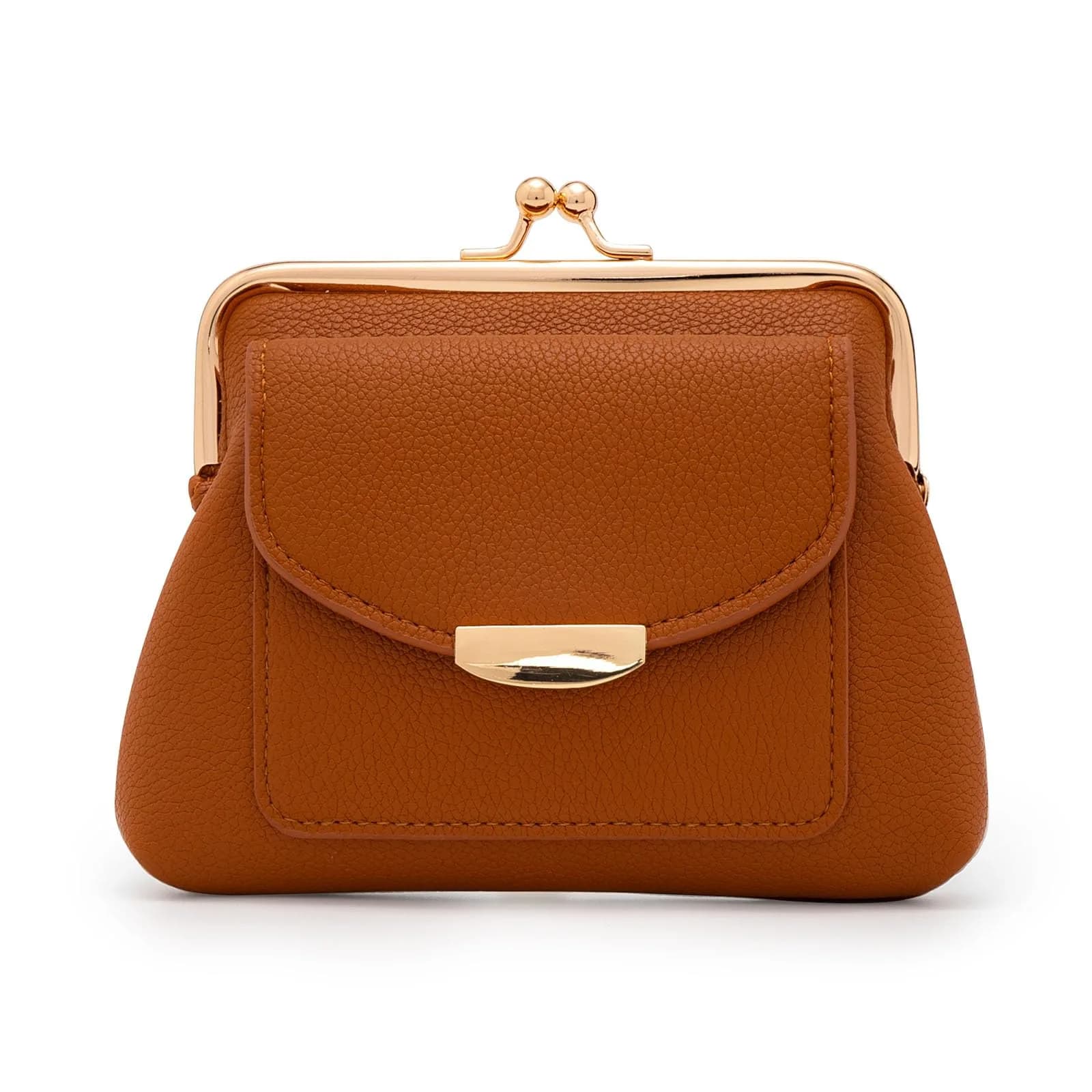 Lavogel Coin Purses with Credit Card Slot Vintage Kiss Lock Change Pouch for Women — 2-Brown