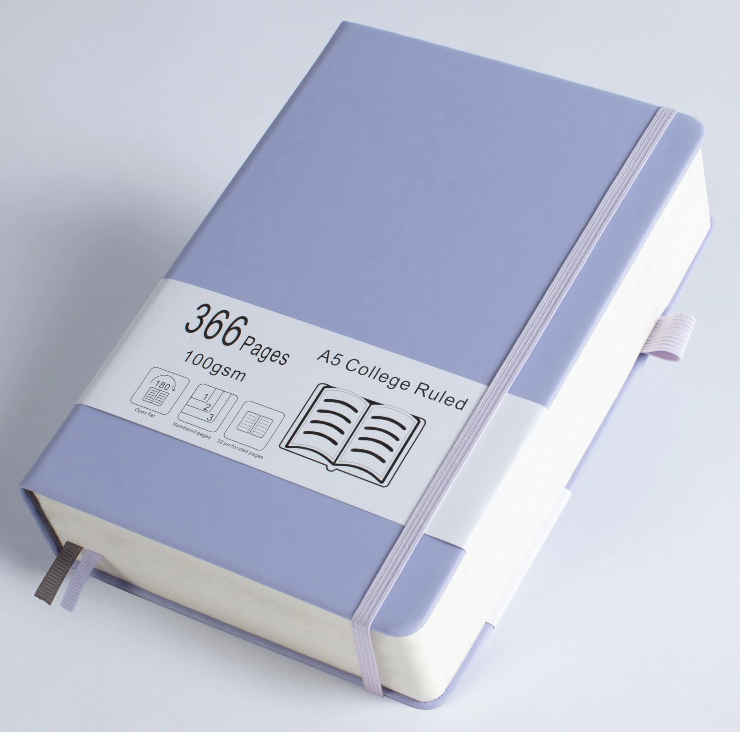 VOLINOTE Thick College Ruled Notebook with 366 Pages | A5 Leather Hardcover for Writing & Office Use