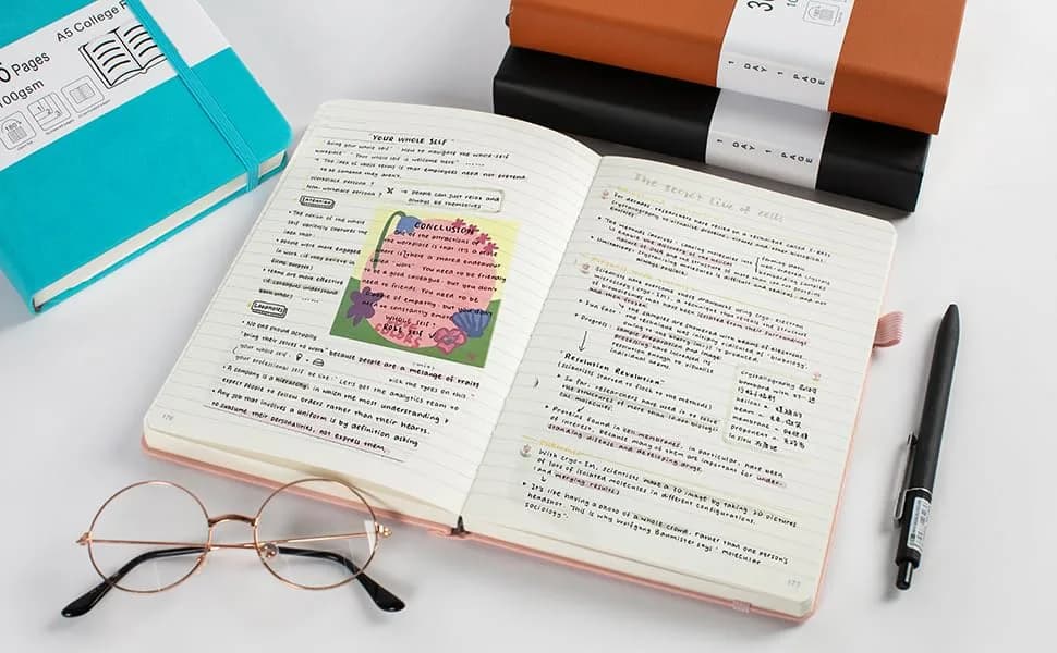 VOLINOTE Thick College Ruled Notebook with 366 Pages | A5 Leather Hardcover for Writing & Office Use thumbnail 8