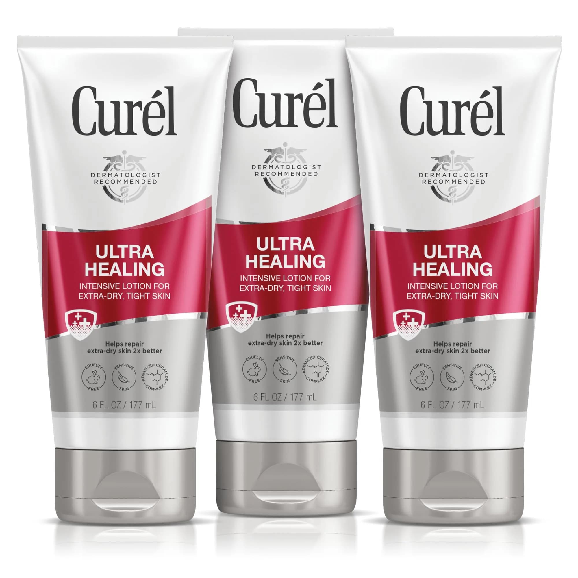 Curel Ultra Healing Body Lotion Fragrance-Free 18 fl oz (532ml) | Advanced Ceramide Complex for Dry, Sensitive Skin — White