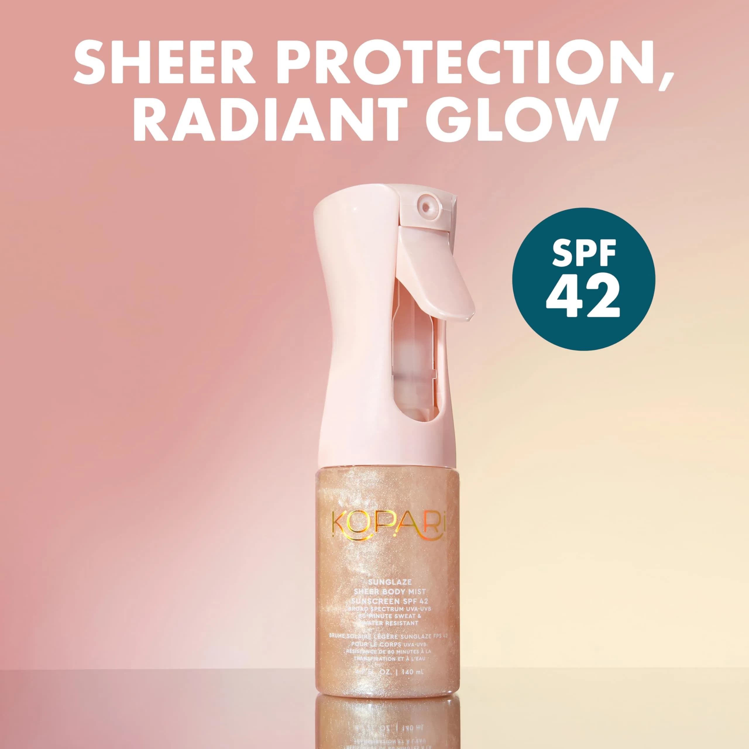 Kopari Rose Gold Sunglaze Sheer Body Mist Sunscreen SPF 42, 156 g (5.5 oz) | Broad Spectrum UVA/UVB Protection - view 2