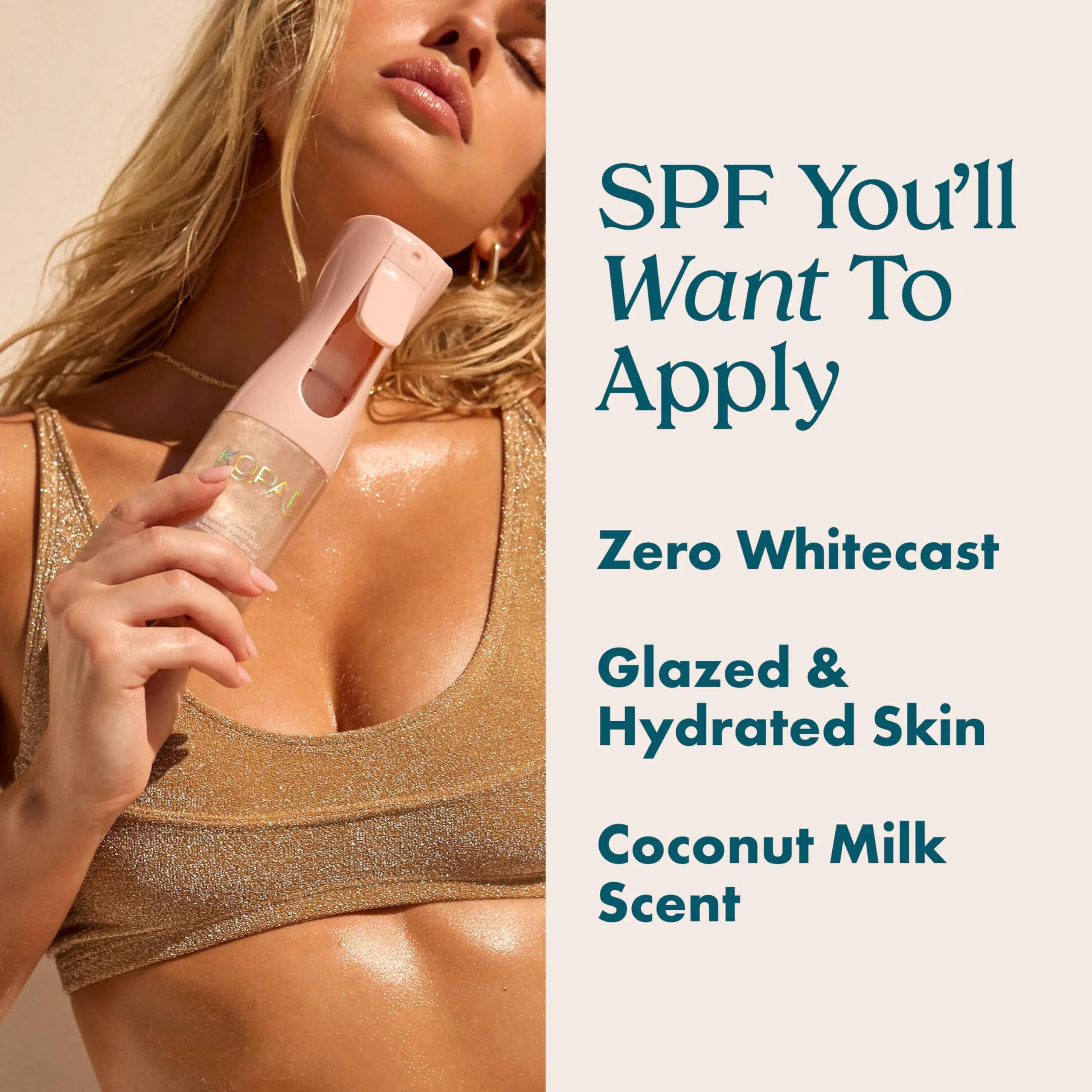 Kopari Rose Gold Sunglaze Sheer Body Mist Sunscreen SPF 42, 156 g (5.5 oz) | Broad Spectrum UVA/UVB Protection - view 3
