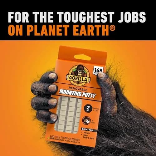 Gorilla Removable Mounting Putty Natural Tan 168 Pre-Cut Squares | Holds Up to 2 lbs thumbnail 8