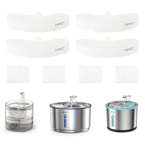 NPET Upgraded Design 4 Pack Replacement Filters & Sponges for WF050/WF100/WF210 Cat Fountain | 5-Stage Filtration thumbnail 1