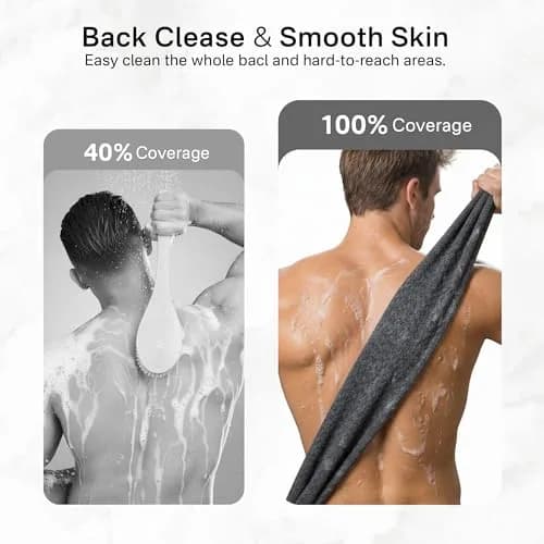 Yiclick 3-Pack Exfoliating Washcloth Towels - 40 Inch Back Scrubber for Shower Bath Use, Japanese & Korean Scrub Wash Cloths, Gray thumbnail 6