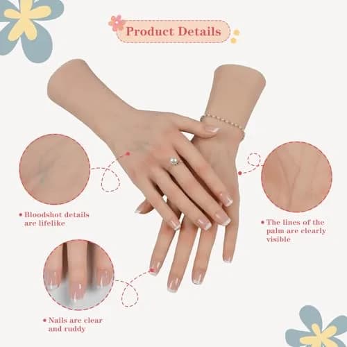 CUAIBB Realistic Female Silicone Hand Model Left | Jewelry & Nail Practice Hand thumbnail 2