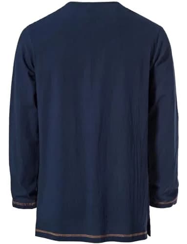 JEMITOP Men's Renaissance Costume Retro Lace Up Shirt Navy Blue L | Authentic USA Import for Indian Cosplay thumbnail 5