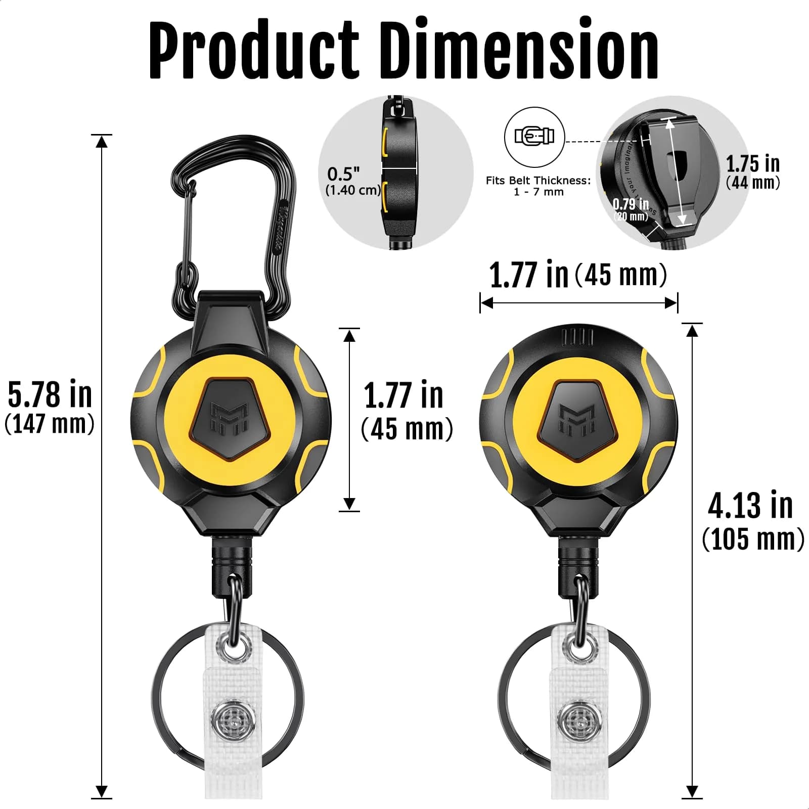 MNGARISTA Retractable Badge Holder Keychain 2 Pack | Heavy Duty with Belt Clip & Carabiner - view 5