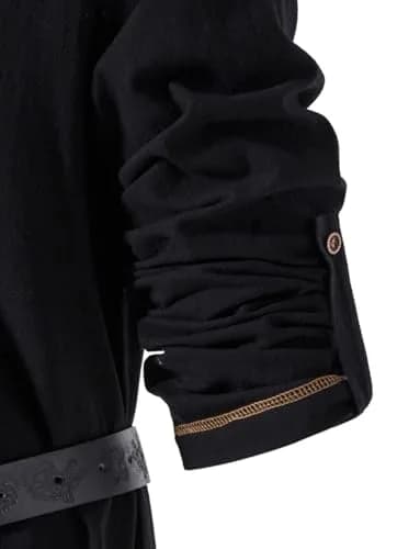 JEMITOP Men's Retro Lace Up Renaissance Costume Shirt Black XL | Pirate Viking Medieval Vampire Halloween Cosplay thumbnail 6