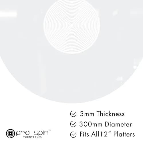 PRO SPIN Clear Acrylic Turntable Mat | 12" Vinyl Slipmat with Static Reduction & Tighter Bass thumbnail 2