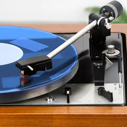 PRO SPIN Blue Acrylic Turntable Mat | 12" Vinyl Slipmat for Vintage Record Player | Anti-Static, Tighter Bass, Modern Style thumbnail 1