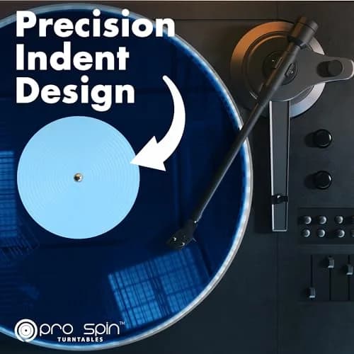 PRO SPIN Blue Acrylic Turntable Mat | 12" Vinyl Slipmat for Vintage Record Player | Anti-Static, Tighter Bass, Modern Style thumbnail 4
