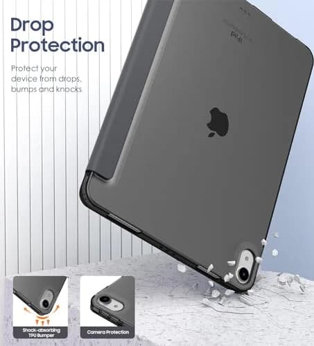 MoKo Case for iPad Air 11 inch M4/M3/M2 2026/2025/2024, Space Gray | Translucent Back, Auto Wake/Sleep, Supports Touch ID & Pencil thumbnail 7