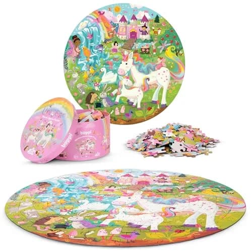 boppi Round 150 Piece Jigsaw Puzzle for Kids 5-8 | Unicorn Fantasy Scene | Eco-Friendly Recycled Cardboard thumbnail 3