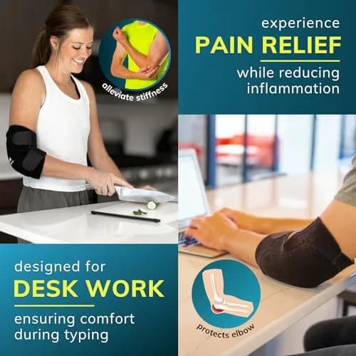 BraceAbility Padded Elbow Brace L/XL | Compression Arm Sleeve with Memory Foam Cushion for Joint Pain, Bursitis, Arthritis & Tendonitis Relief | 21.3 cm (8.4 in) - 35.6 cm (14 in) Circumference thumbnail 5