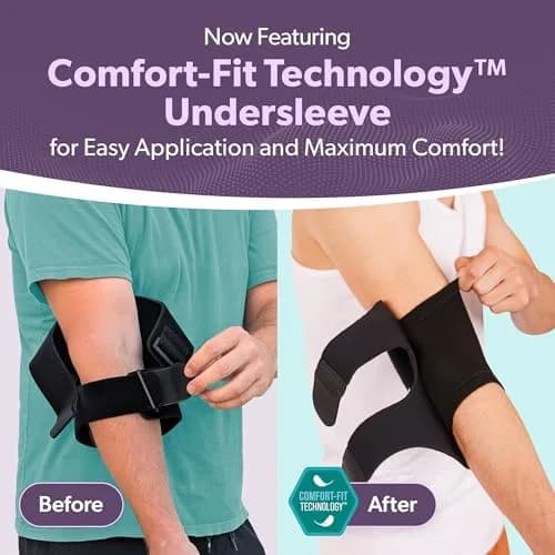 BraceAbility Padded Elbow Brace L/XL | Compression Arm Sleeve with Memory Foam Cushion for Joint Pain, Bursitis, Arthritis & Tendonitis Relief | 21.3 cm (8.4 in) - 35.6 cm (14 in) Circumference thumbnail 6