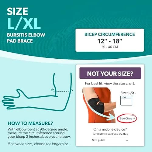 BraceAbility Padded Elbow Brace L/XL | Compression Arm Sleeve with Memory Foam Cushion for Joint Pain, Bursitis, Arthritis & Tendonitis Relief | 21.3 cm (8.4 in) - 35.6 cm (14 in) Circumference thumbnail 2