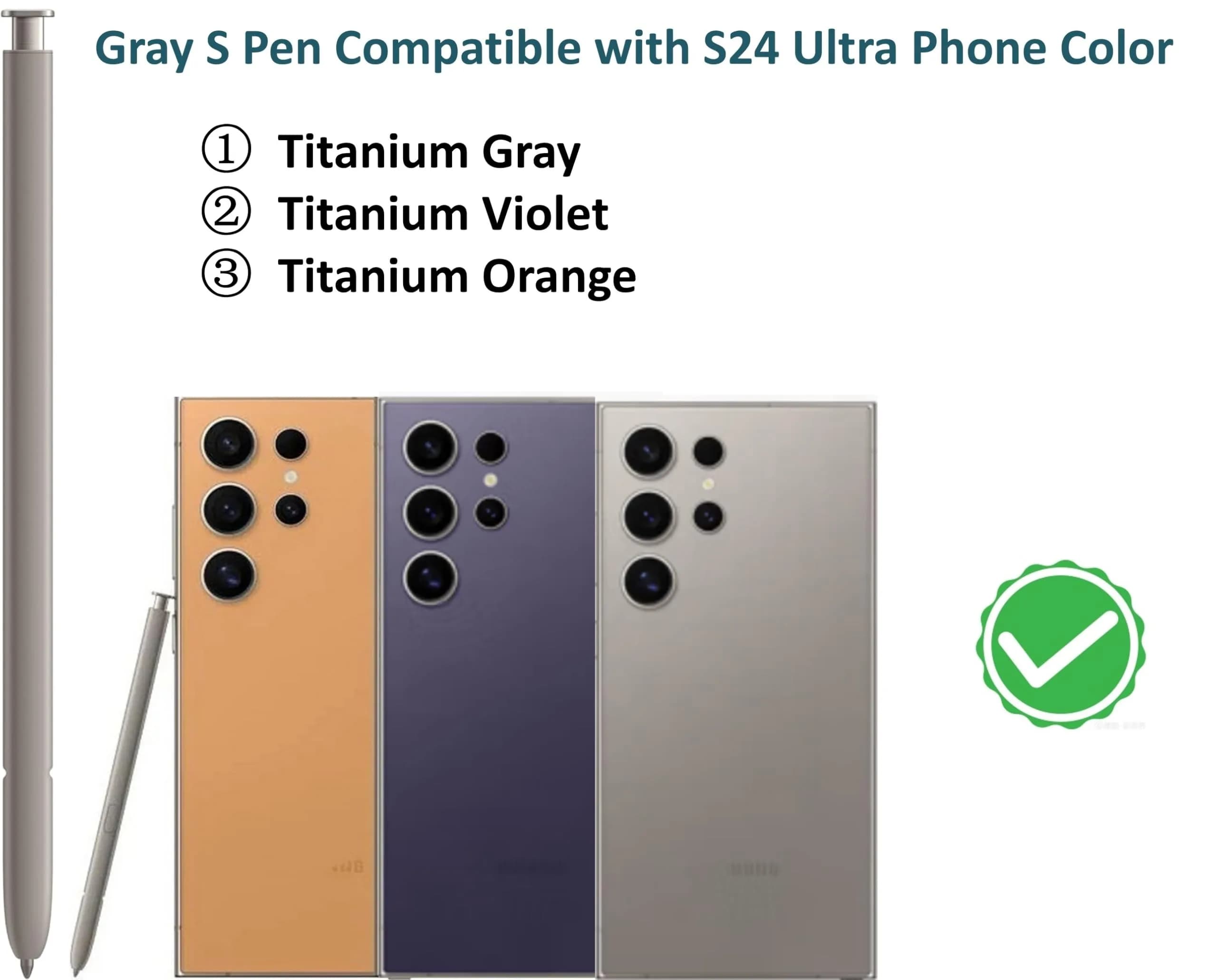 SLQ S Pen Replacement for Samsung Galaxy S24 Ultra 5G | 4096 Pressure Sensitivity, Bluetooth, 5x Tips (Gray) - view 3