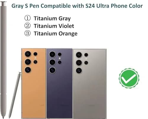SLQ S Pen Replacement for Samsung Galaxy S24 Ultra 5G | 4096 Pressure Sensitivity, Bluetooth, 5x Tips (Gray) thumbnail 3
