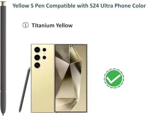 SLQ S Pen Replacement for Samsung Galaxy S24 Ultra 5G | 4096 Pressure Levels, Bluetooth, Yellow thumbnail 2