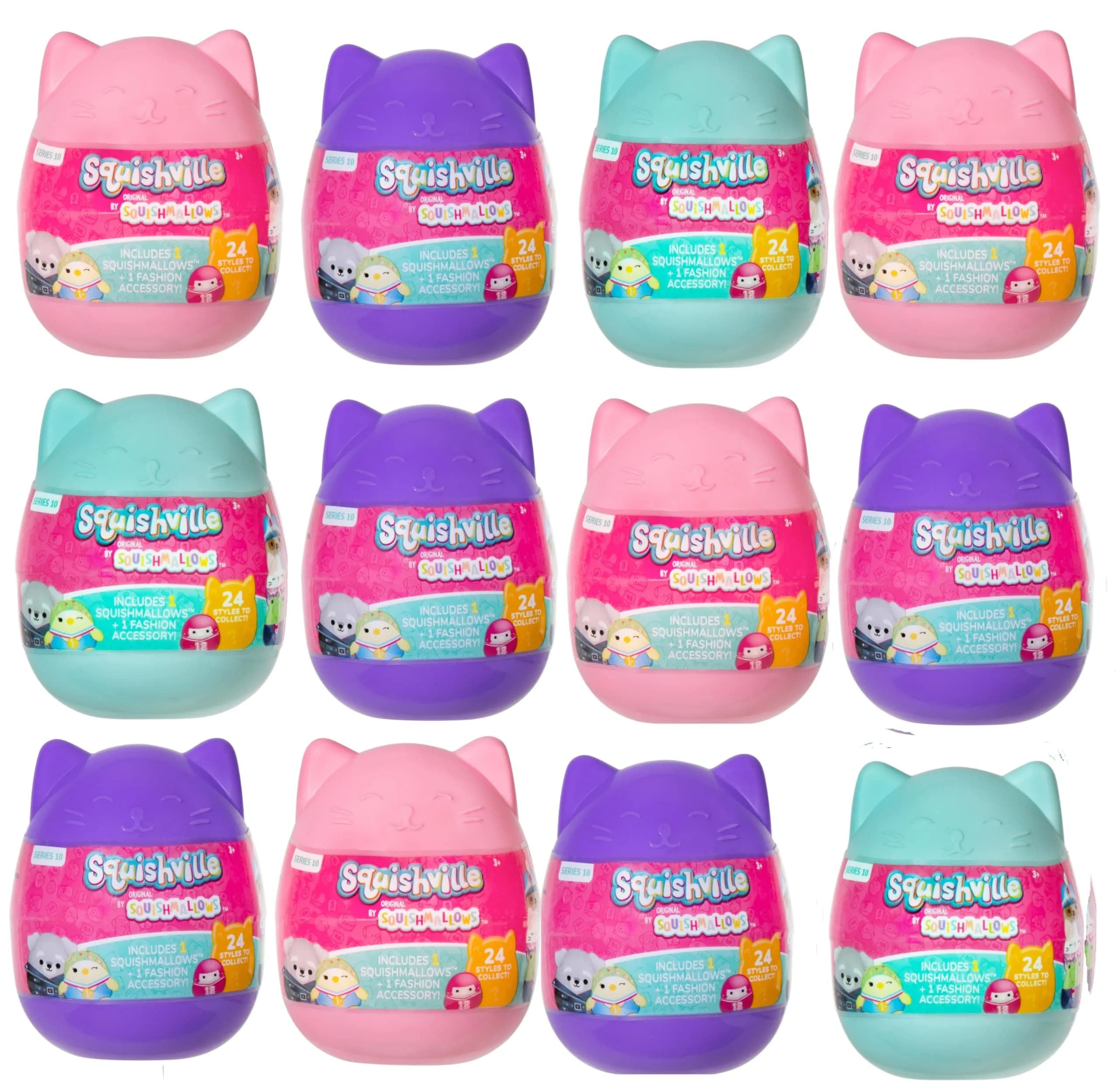 Squishmallows Squishville Series 10 Mystery Mini 12Pack | Soft Plush Collectibles for Kids & Easter Gift — Multi