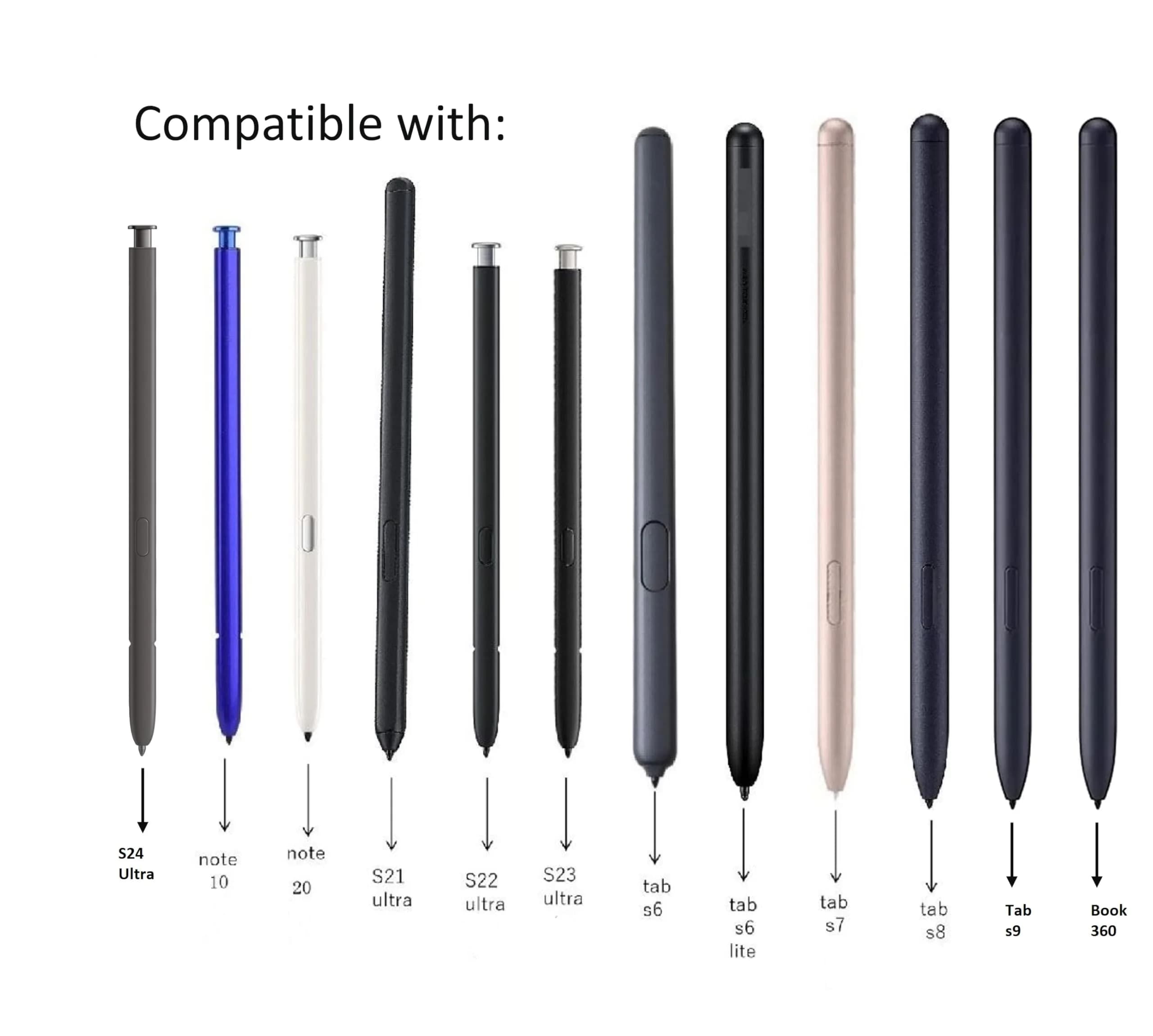 SLQ Black 5Pack Soft Tips Stylus Pen Nibs for Samsung Galaxy S24 Ultra | 4096 Pressure Levels - view 3