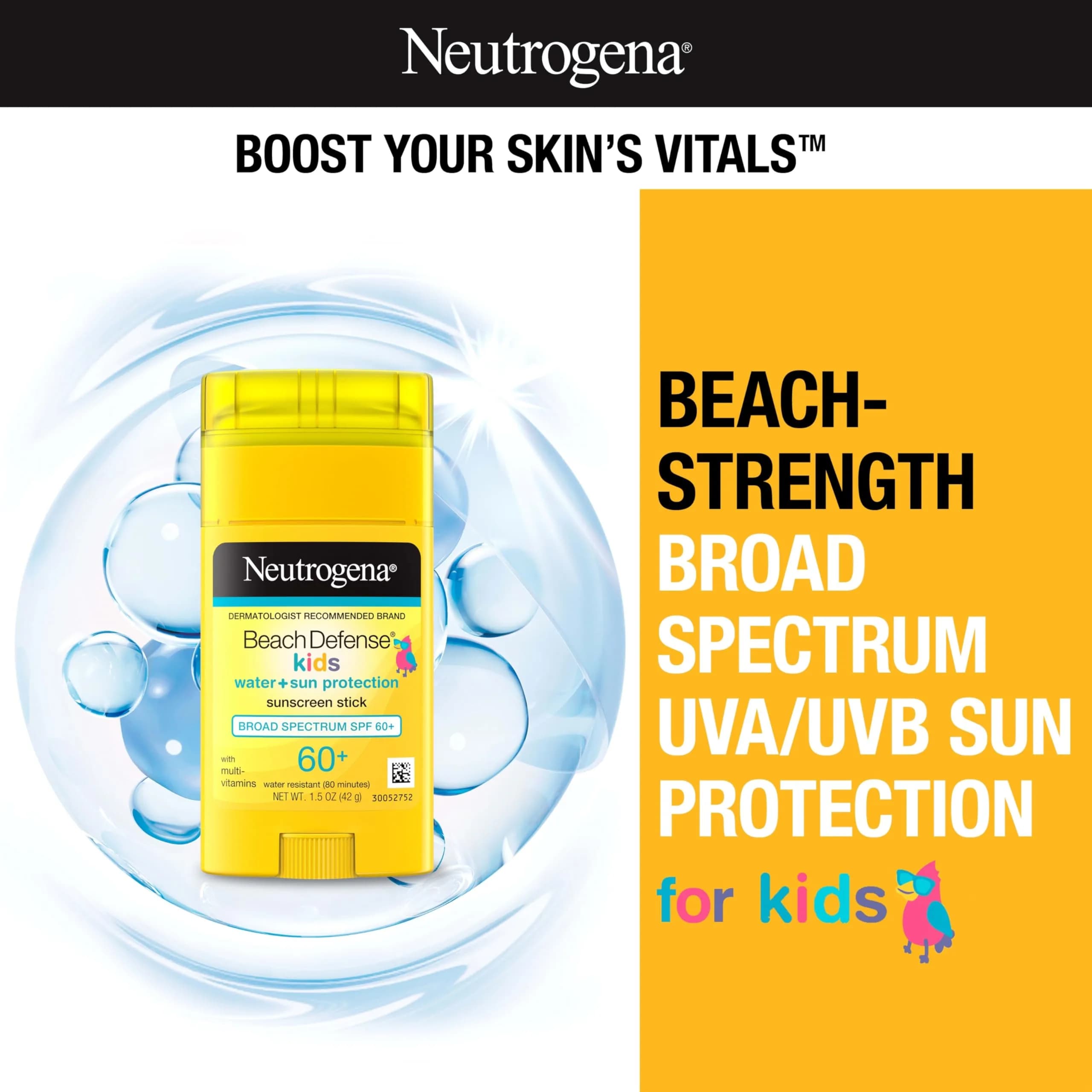 Neutrogena Beach Defense Kids Sunscreen Stick SPF 60+ | Hawaii Reef Act 104 Compliant, Oxybenzone & Octinoxate Free - view 2