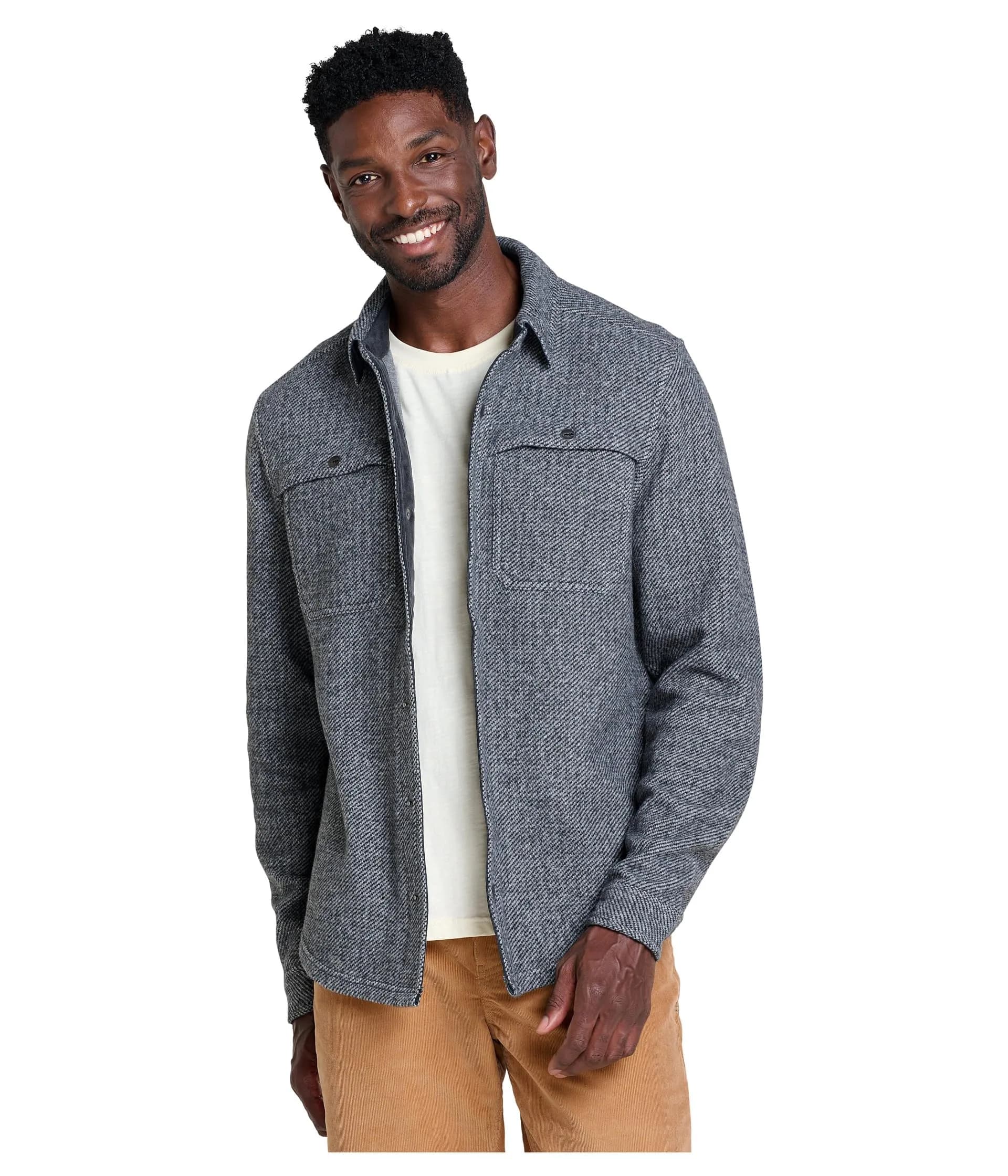 Toad&Co Kennicott Shirt Jacket Heather Grey Twill | Regular Fit, Collared Neck, Odor Control, 29" Length