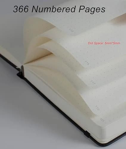 VOLINOTE Thick Bullet Notebook with 366 Numbered Pages, A5 Dotted Journal 186gsm (7.3"x5.7") | Acid-Free Paper for Smooth Ink Flow thumbnail 2