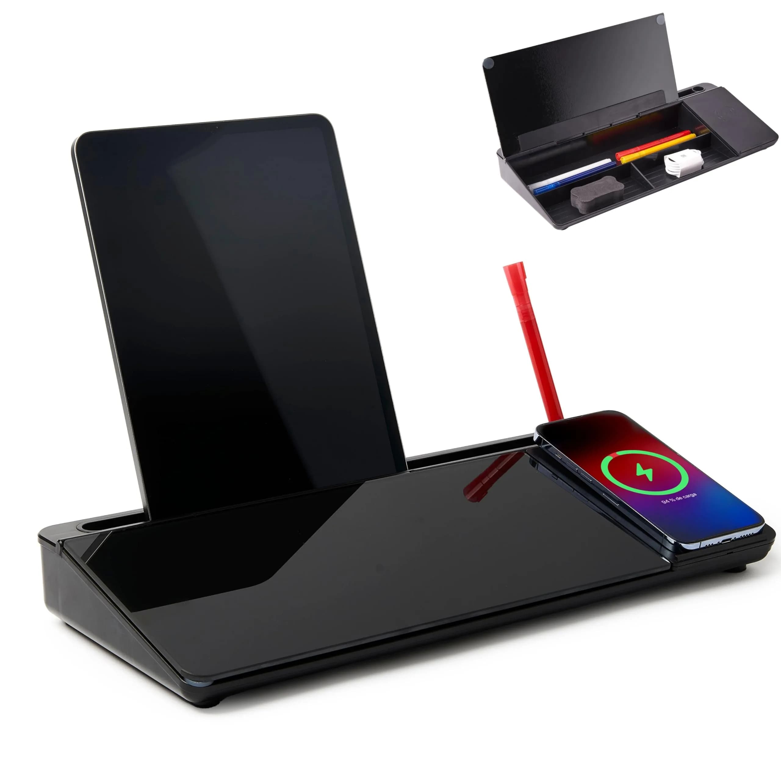 GAROOD White Writing Board with Wireless Charger Adapter | Desktop Glassboard for Office & School
