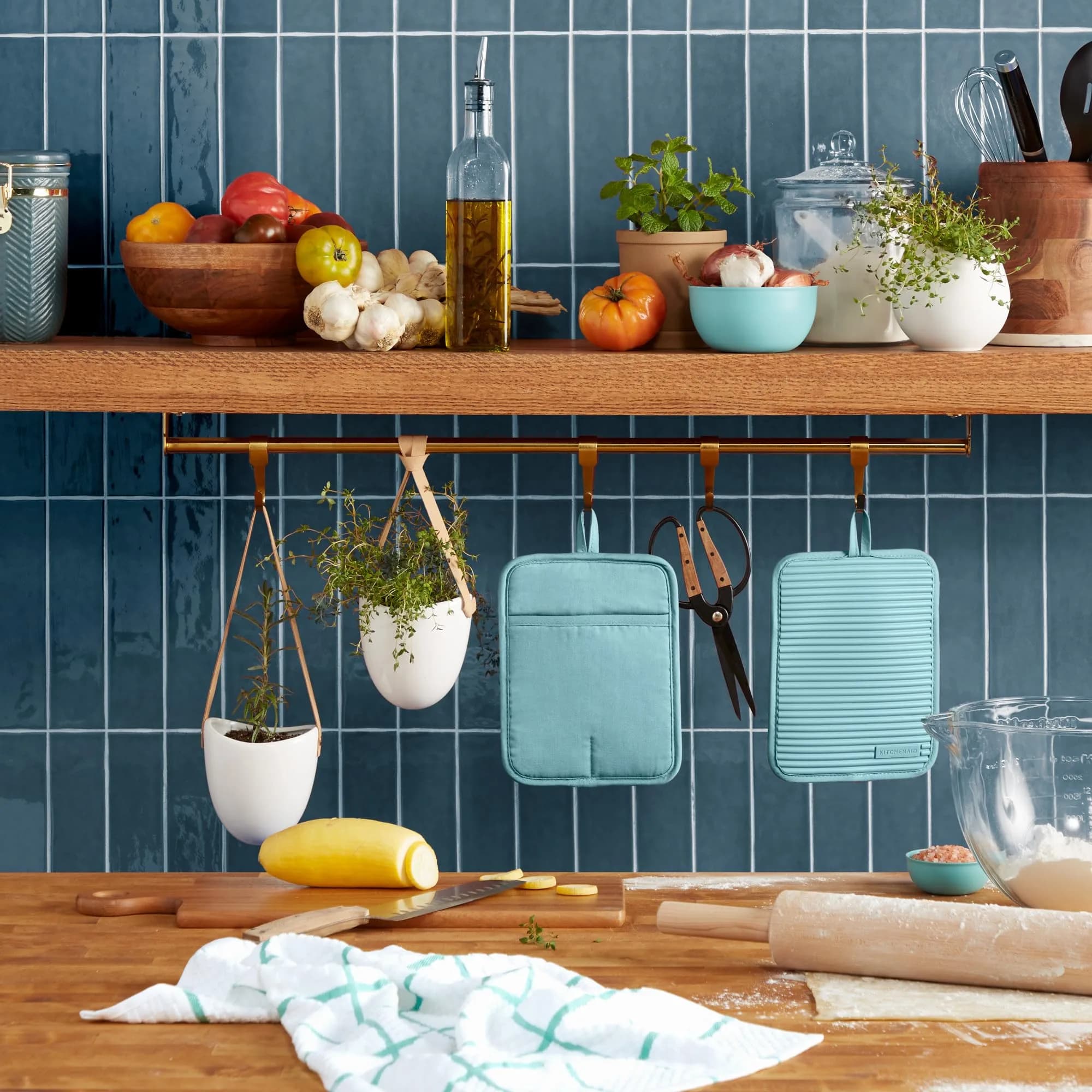 KitchenAid Ribbed Soft Silicone Pot Holder 2-Pack Set, Mineral Water Aqua, 18cm (7") x 23cm (9") | Heat Resistant Up to 260°C (500°F) - view 2