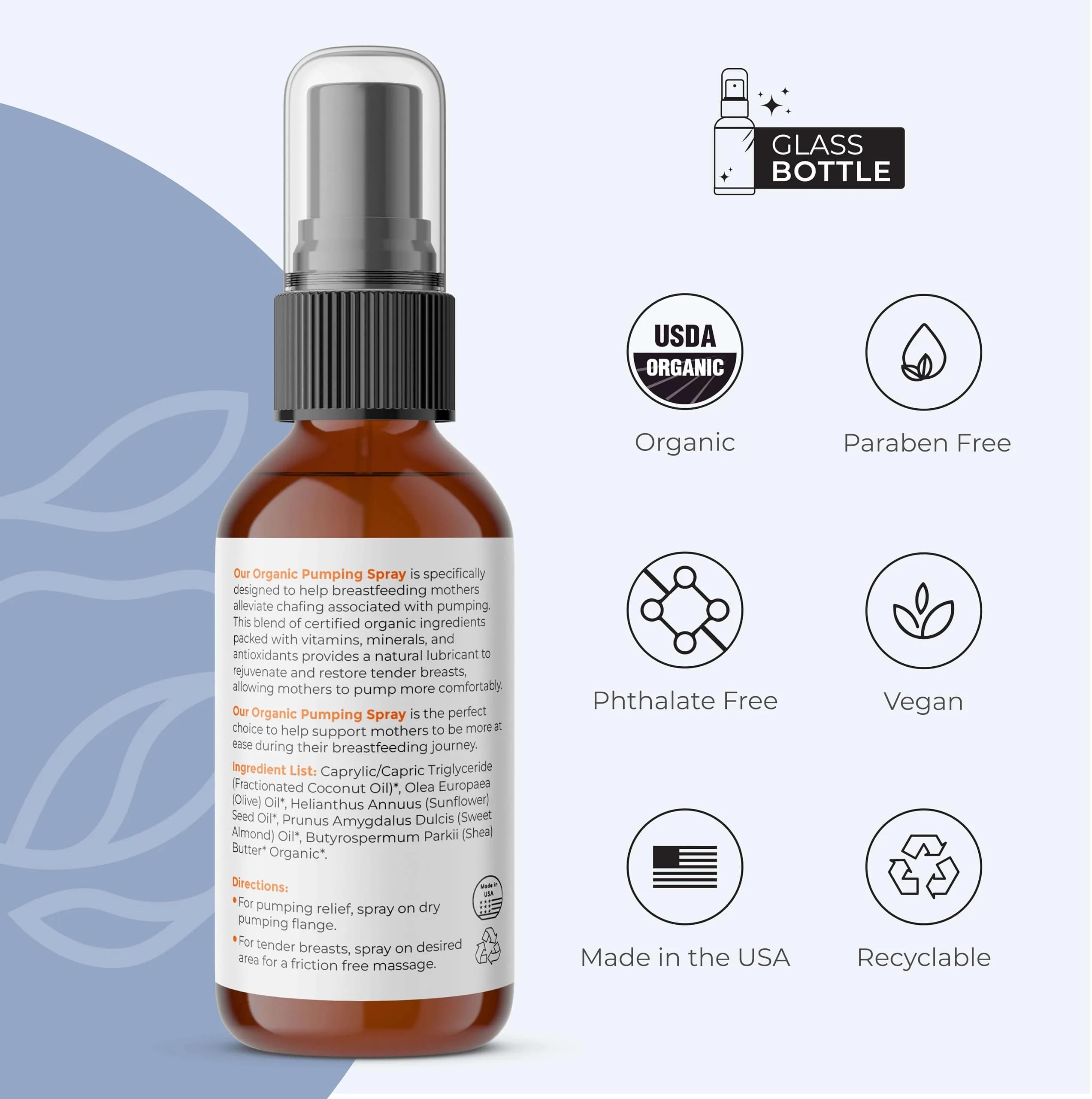 Motherkind Organics Pumping Spray Lanolin-Free USDA Organic 2 oz | Soothing Relief for Pumping Moms - view 2