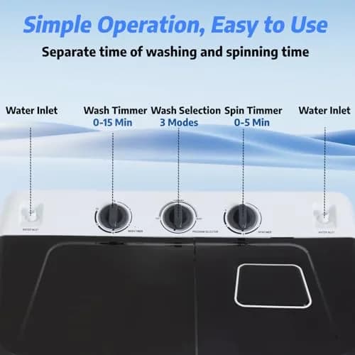 Nictemaw Portable Washing Machine 30Lbs Capacity Twin Tub with Drain Pump | Compact Laundry for Apartments & Dorms thumbnail 5