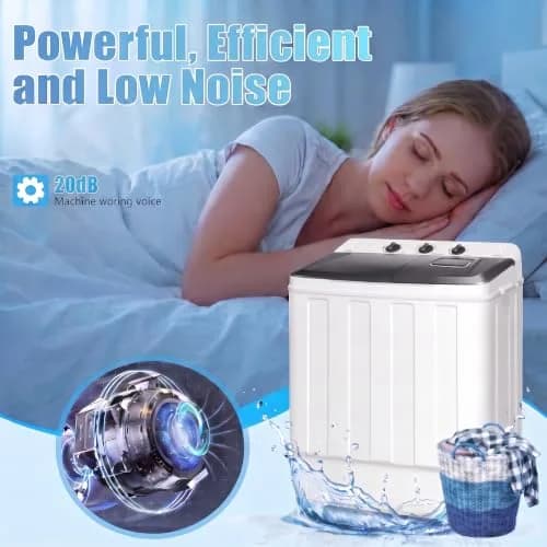 Nictemaw Portable Washing Machine 30Lbs Capacity Twin Tub with Drain Pump | Compact Laundry for Apartments & Dorms thumbnail 6