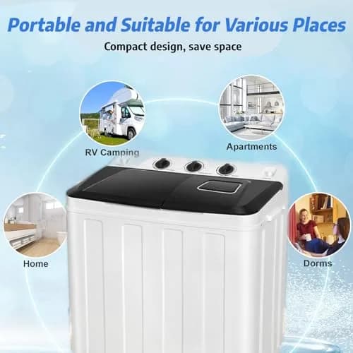 Nictemaw Portable Washing Machine 30Lbs Capacity Twin Tub with Drain Pump | Compact Laundry for Apartments & Dorms thumbnail 7